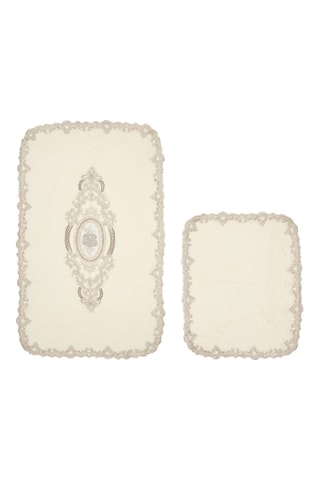 2 tapis de bain - Crème - 50 x 60 cm et 60 x 100 cm
