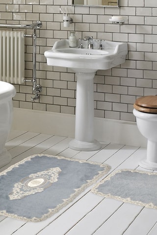 2 tapis de bain - Gris - 50 x 60 cm et 60 x 100 cm