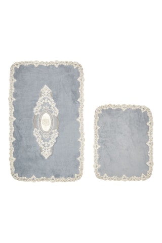 2 tapis de bain - Gris - 50 x 60 cm et 60 x 100 cm