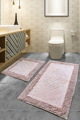 2 tapis de bain - Rose - 50 x 60 cm et 60 x 100 cm
