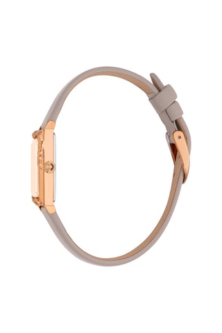 Leren Quartz Horloge met Tsjechische Kristallen Dolcezza - Grijs en Roségoudkleurig