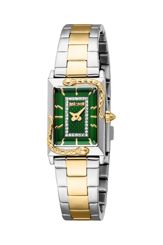 Stalen Quartz Horloge met Tsjechische Kristallen Dolcezza - Zilverkleurig en Goudkleurig