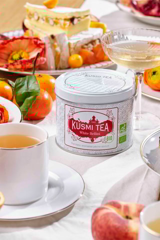 Té White Bellini ecológico - Melocotón y albaricoque - Lata de 90 g