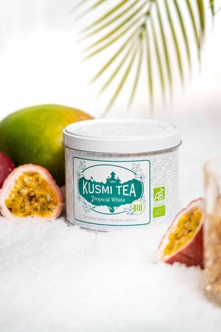 Té Tropical White ecológico - Mango y fruta de la pasión ­- Lata de metal - 90 g