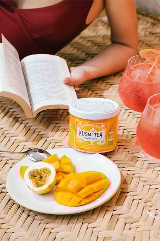 AquaExotica ecológica sin teína - Hibisco y frutas exóticas - Lata de metal - 100 g