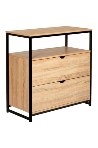 Cómoda de 2 cajones Manufacture - Imitación madera claro y negro