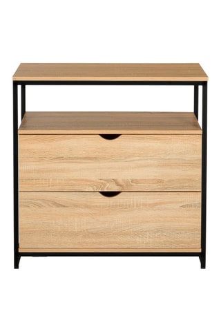 Cómoda de 2 cajones Manufacture - Imitación madera claro y negro