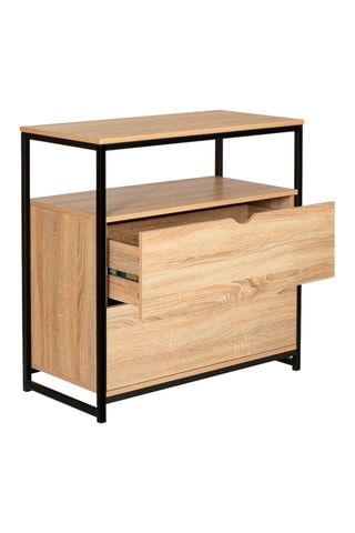 Cómoda de 2 cajones Manufacture - Imitación madera claro y negro