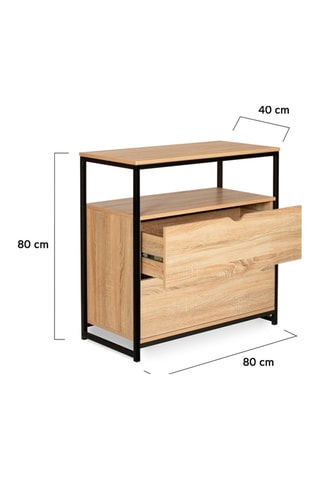 Cómoda de 2 cajones Manufacture - Imitación madera claro y negro