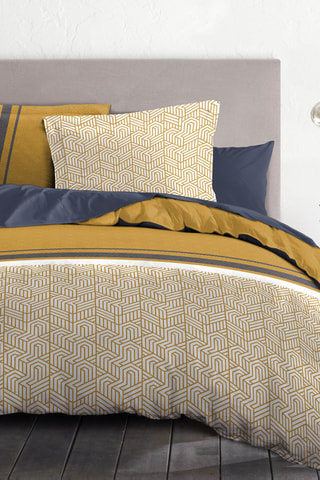 Parure de couette en coton 57 fils/cm²  Tilt - Doré et blanc