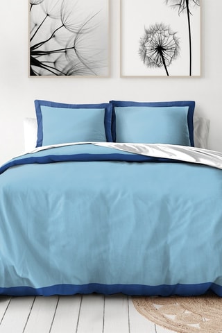 Parure de couette en percale de coton 80 fils/cm² La Melomane - Bleu maya