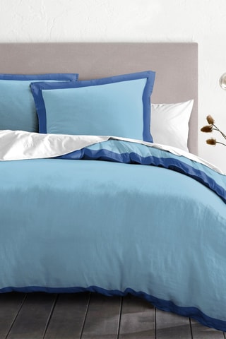 Parure de couette en percale de coton 80 fils/cm² La Melomane - Bleu maya