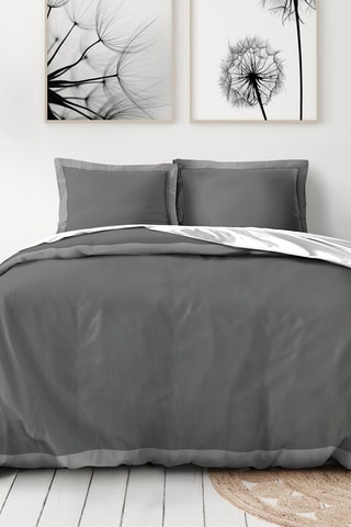 Parure de couette en percale de coton 80 fils/cm² La Melomane - Anthracite