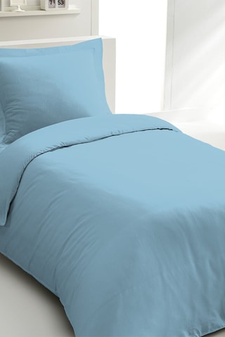 Parure de couette en percale de coton 80 fils/cm² La Partisane - Bleu maya