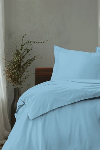 Parure de couette en percale de coton 80 fils/cm² La Partisane - Bleu maya