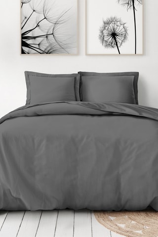 Parure de couette en percale de coton 80 fils/cm² La Partisane - Anthracite