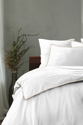 Parure de couette en percale de coton 80 fils/cm² La Tzigane - Blanc et beige