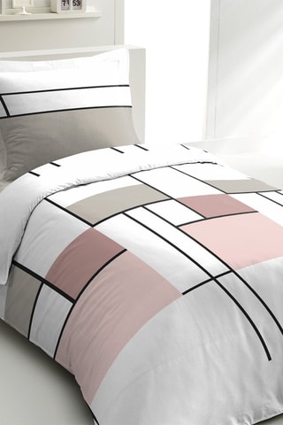 Parure de couette en percale de coton 80 fils/cm² L'intrigante - Blanc et rose
