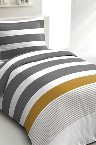 Parure de couette en percale de coton 80 fils/cm² La Courtisane - Anthracite et blanc