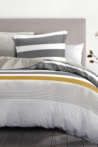 Parure de couette en percale de coton 80 fils/cm² La Courtisane - Anthracite et blanc