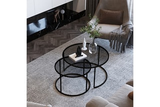 2 tables gigognes en verre - 42 x 37 / 60 x 43 cm