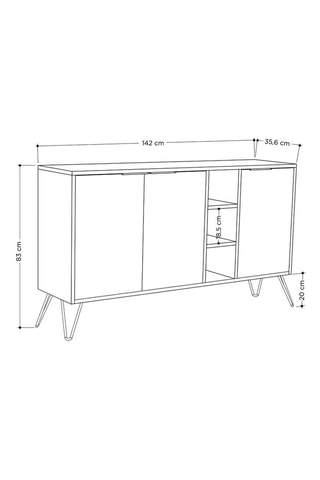 Buffet - 3 portes - 142 x 83 x 35,6 cm