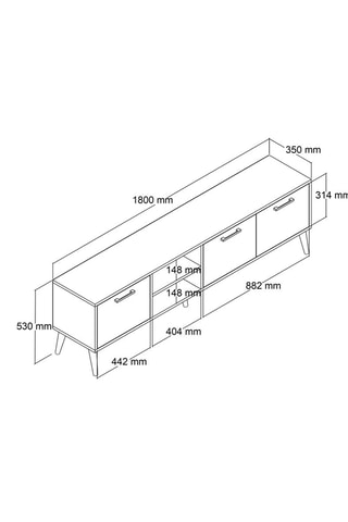 Meuble TV 3 abattants - 180 x 53 x 35 cm