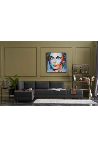 Canapé d'angle gauche convertible Fly - Anthracite - 3 places