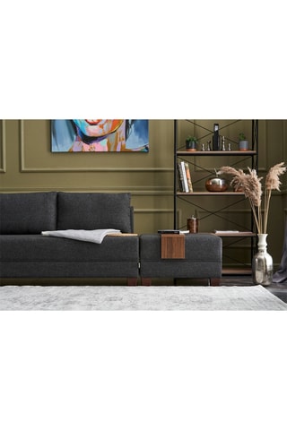 Canapé d'angle gauche convertible Fly - Anthracite - 3 places