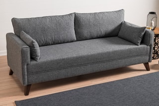 Canapé convertible Bella - Gris - 3 places - Couchage 150 x 190 cm