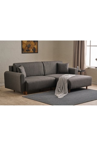  Canapé d'angle droit convertible - Anthracite - En polyester