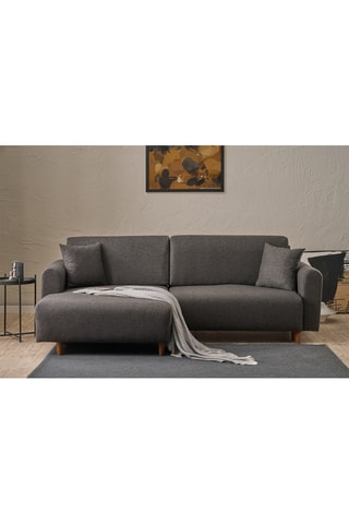  Canapé d'angle gauche convertible - Gris - En polyester