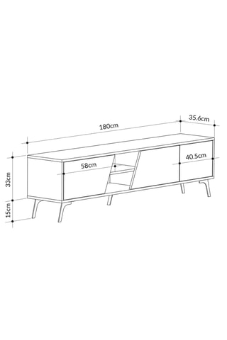 Meuble TV 3 portes Fiona - 180 x 48 x 35,6 cm