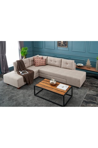 Canapé d'angle gauche convertible Manama - Crème