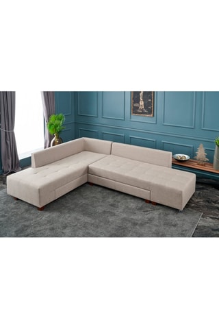 Canapé d'angle gauche convertible Manama - Crème
