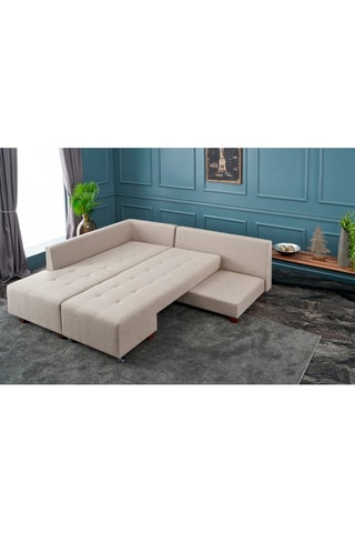 Canapé d'angle gauche convertible Manama - Crème
