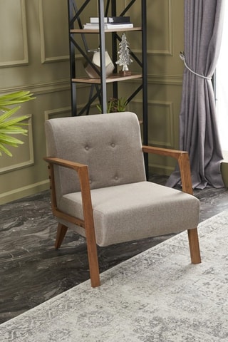 Fauteuil en hêtre - Crème - Revêtement en polyester