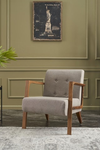 Fauteuil en hêtre - Crème - Revêtement en polyester