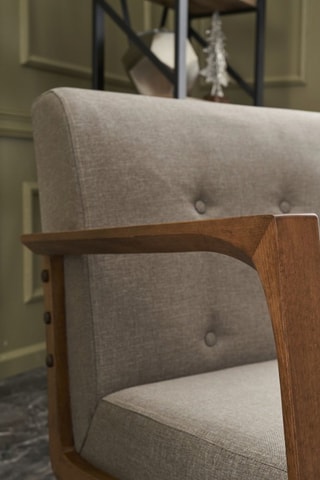 Fauteuil en hêtre - Crème - Revêtement en polyester