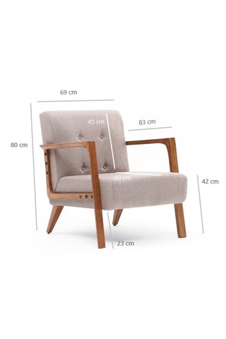 Fauteuil en hêtre - Crème - Revêtement en polyester
