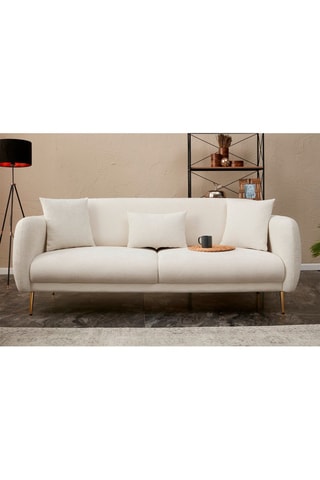 Canapé convertible Simena - Crème - 3 places - Couchage 180 x 90 cm