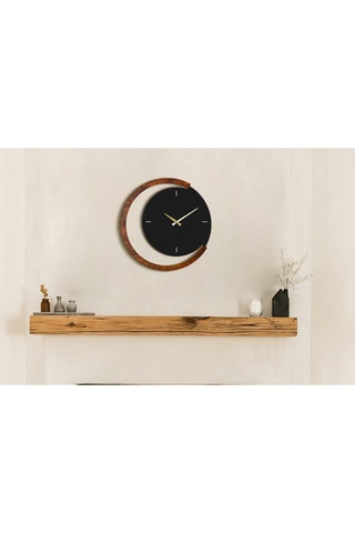 Reloj mural calado - 68 x 44 cm - Negro y natural