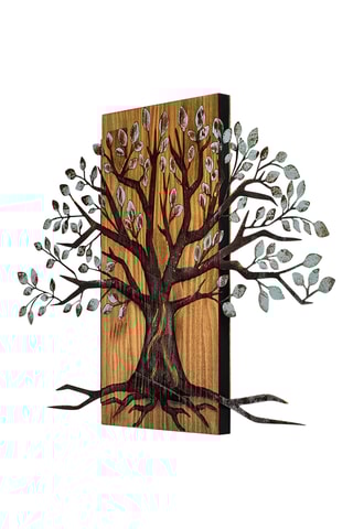 Adorno mural de madera Willow - 80 x 58 cm - Natural y negro