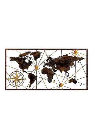 Décoration murale World Map - 120 x 60 cm - Marron