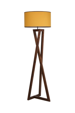 Grenenhouten Staanlamp Macka Naturel en Mosterdgeel