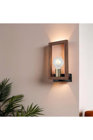 Aplique mural de madera Era - Natural y negro - 20 W