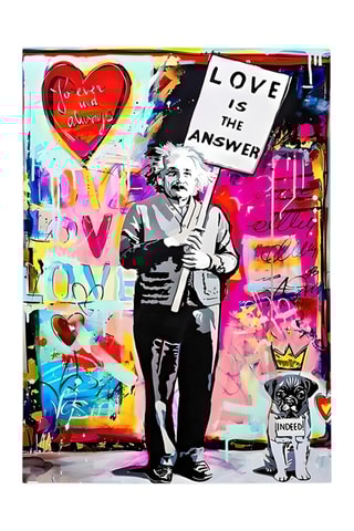 Cuadro Einstein "El amor es la respuesta" - Banksy - 50 x 70 cm - Reproducción