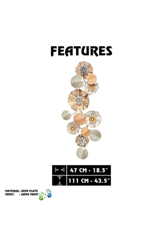 Acessório de parede decoração em metal - 111 x 9 x 47 cm