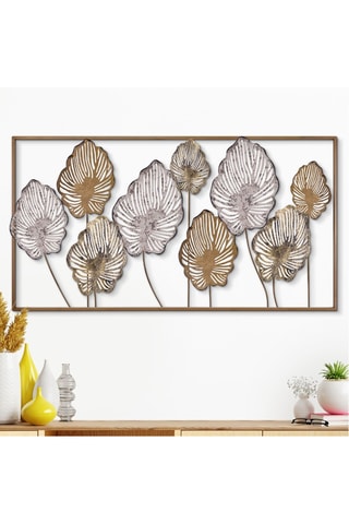 Panneau mural décoratif en métal - Doré - 114 x 4 x 60 cm