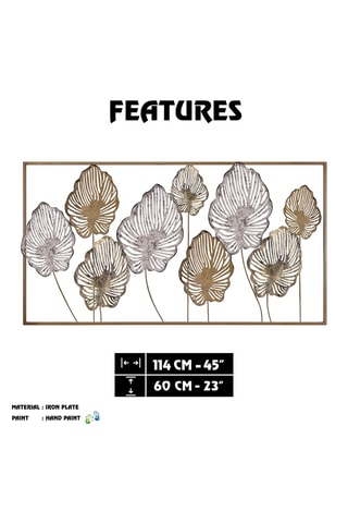 Panneau mural décoratif en métal - Doré - 114 x 4 x 60 cm